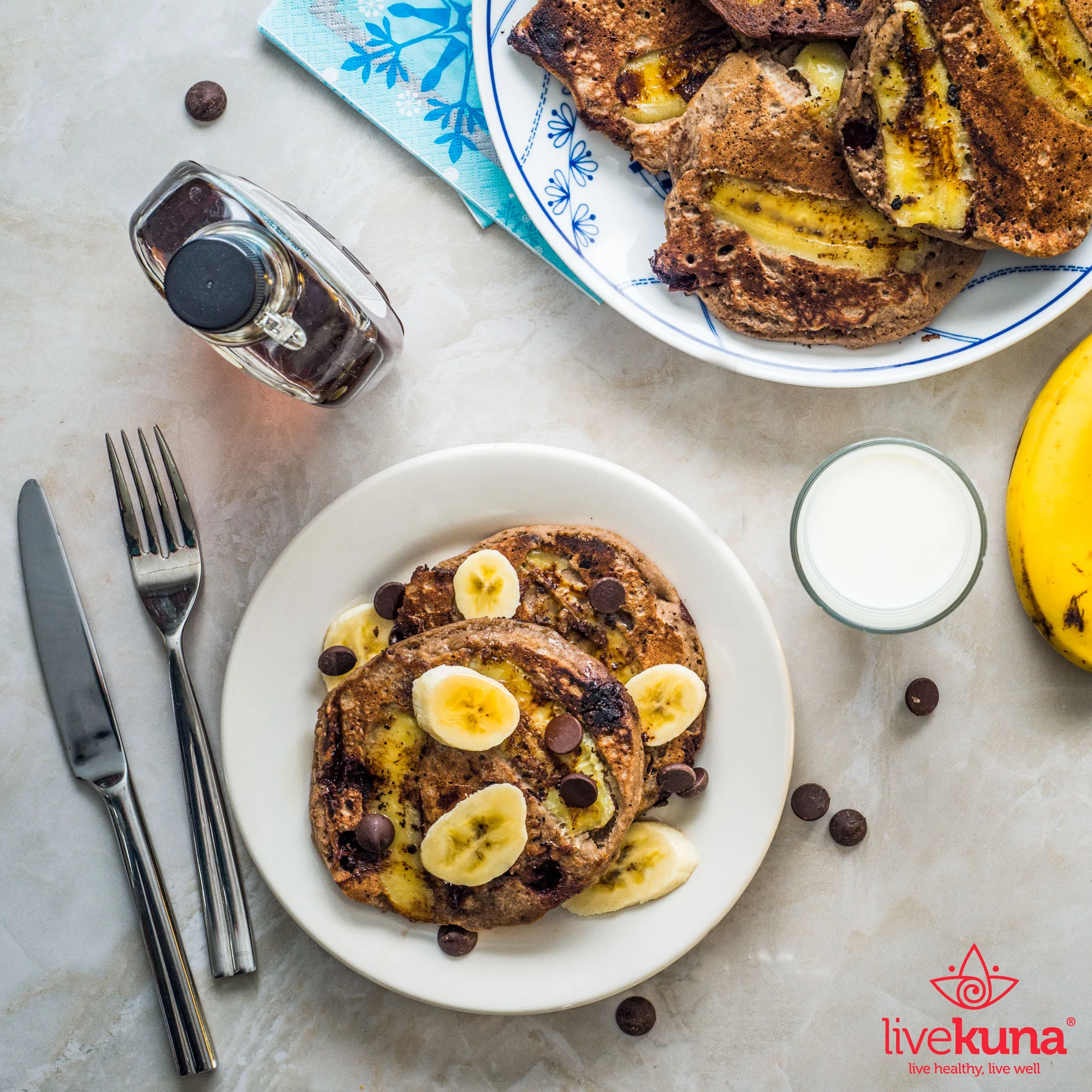 Gluten-Free Banana Chocolate Chip Pancakes | LiveKuna® Superfoods